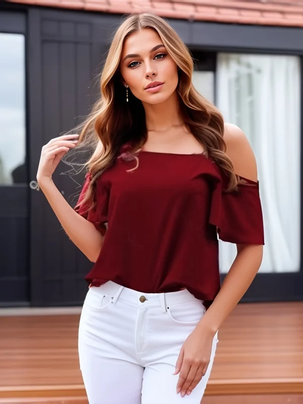 Elegant Lace Cold Shoulder Blouse for Women